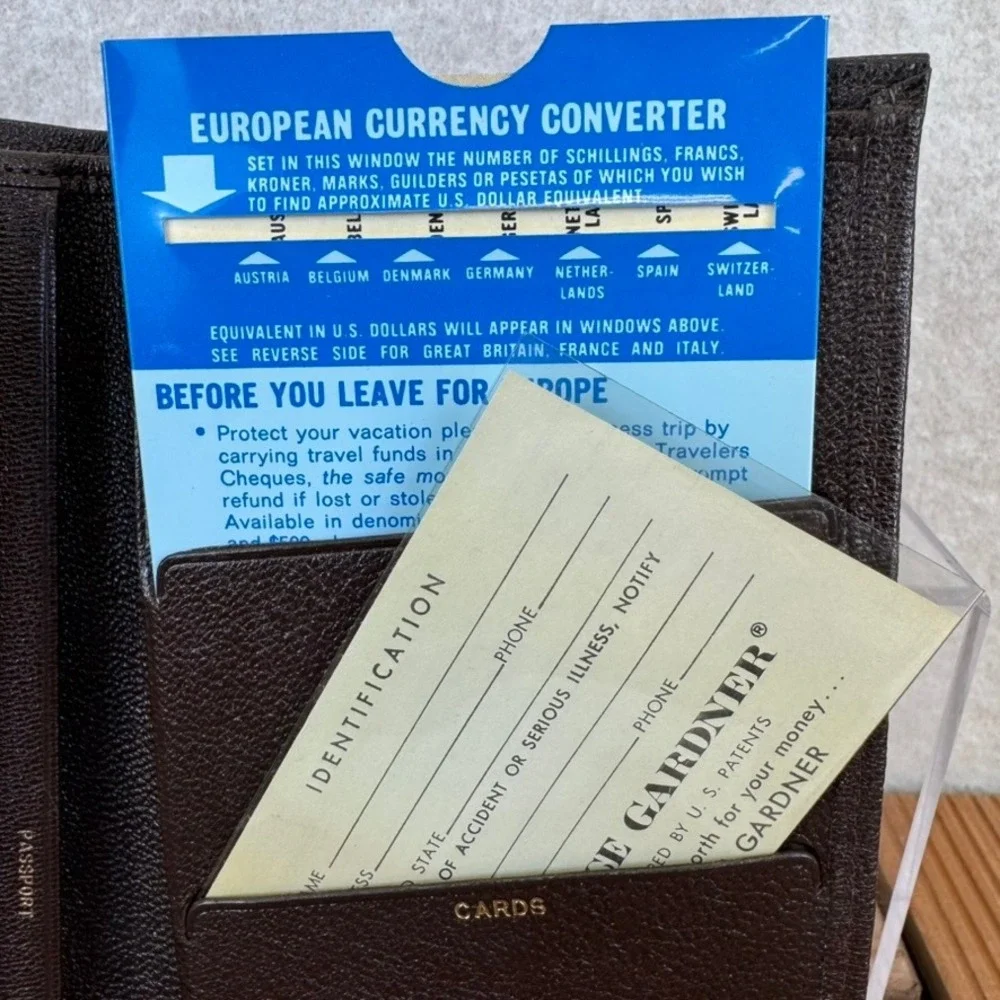 Vtg Prince Gardner Vintage Brown Morocco Leather Passport Travel Wallet